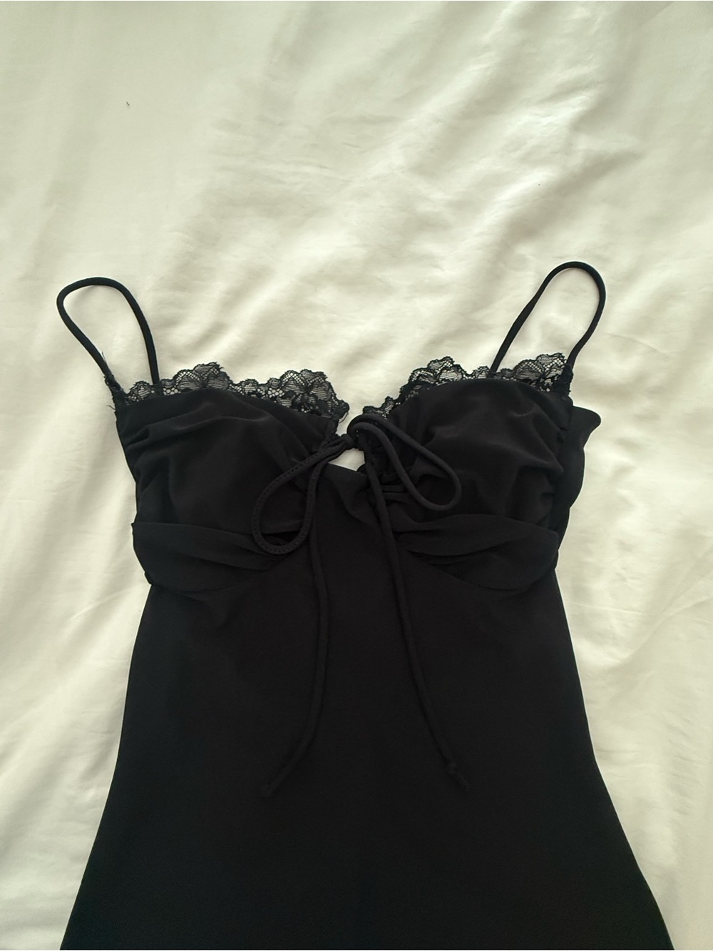Fashion Nova Black Lace-Trim Slip Dress